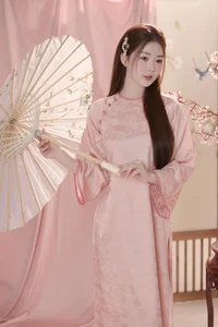 Graceful Muse in Pastel Pink Traditional Silk - image 0