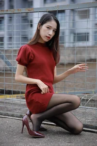 Mei Zi in Burgundy High Heels: A Sophisticated IESS Fashion Editorial - image 3
