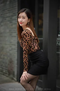 Xiao Jie in Sexy Leopard Print Hip Skirt - IESS Featured Model - image 74