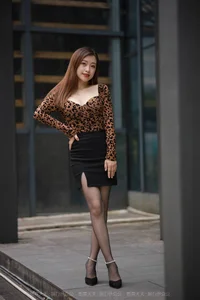 Xiao Jie in Sexy Leopard Print Hip Skirt - IESS Featured Model - image 28