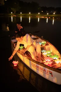 Miss Sea Island Vietnam Contestants Release Beautiful Flower Lanterns - image 0