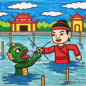 Vietnamese Water Puppetry Art: Traditional Cultural Paintings Gallery - image 10